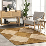 Diamond Jute Area Rug, Neutral Rug Living Room Rug Entryway Hallway Kitchen