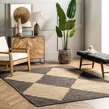 Diamond Jute Area Rug, Neutral Rug Living Room Rug Entryway Hallway Kitchen