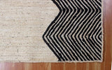 Indian Hand Braided Rug Geometric Black & Beige Jute Rug for Home/Office