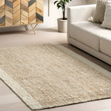 Ivory Classic Striped Border Jute Area Rug