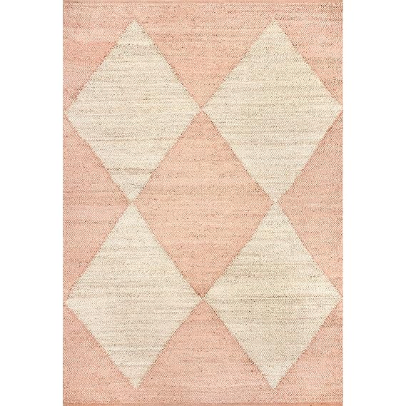 Diamond Jute Area Rug, Neutral Rug Living Room Rug Entryway Hallway Kitchen