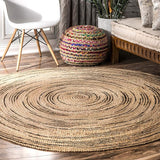 Round Jute Rug Braided Farm Modern Rug Indoor-Outdoor Use