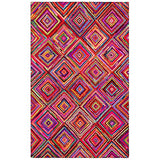 Handmade Abstract Geometric Diamond Multicolored Cotton Area Rug