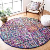 Handmade Abstract Geometric Diamond Multicolored Cotton Area Rug