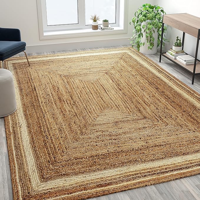 Jute Rug Handwoven Natural Braided Carpets for Bedroom Living Room Dining Room