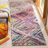 Handmade Abstract Geometric Diamond Multicolored Cotton Area Rug