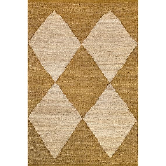 Diamond Jute Area Rug, Neutral Rug Living Room Rug Entryway Hallway Kitchen