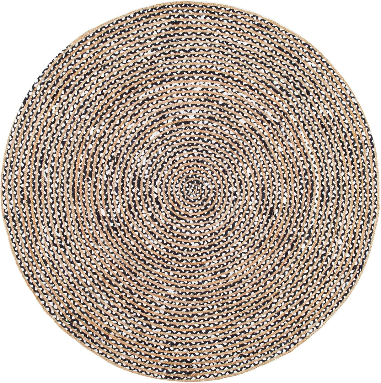 Black & White Cotton-Jute Braided Natural Jute Rugs