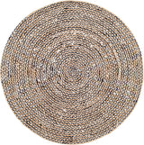 Black & White Cotton-Jute Braided Natural Jute Rugs