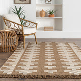 Bohmeian Hemp Jute Fringe Area Rug