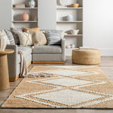 Beige And White Natural Jute Rugs , Moroccan Jute Area Rug