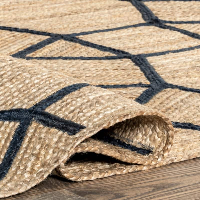 Black & Beige Jute Area Rug