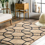 Black & Beige Jute Area Rug