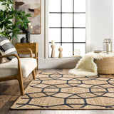 Black & Beige Jute Area Rug