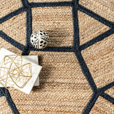 Black & Beige Jute Area Rug