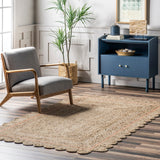 Hand Braided Scalloped Jute Area Rug