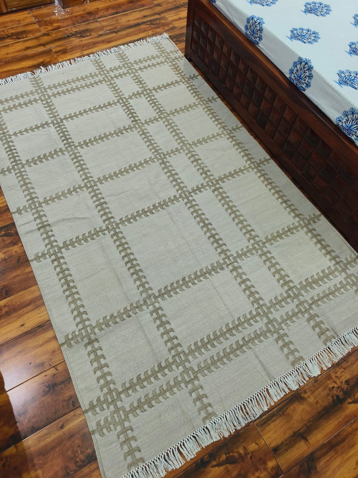 Unique Design Cotton Wool Rug, Handmade Modern Kilim Woven Rug