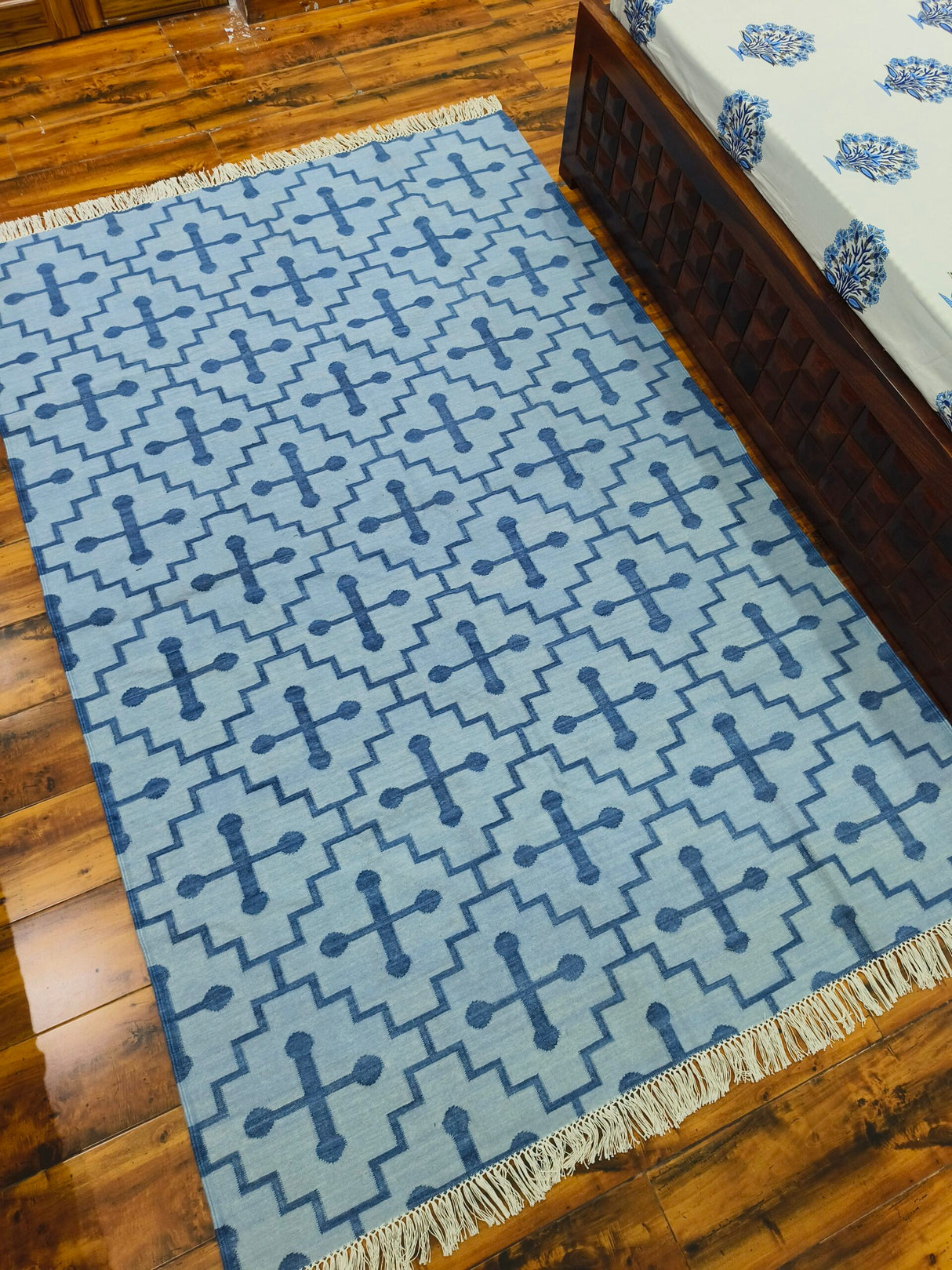 Unique Design Cotton Wool Rug, Handmade Modern Kilim Woven Rug