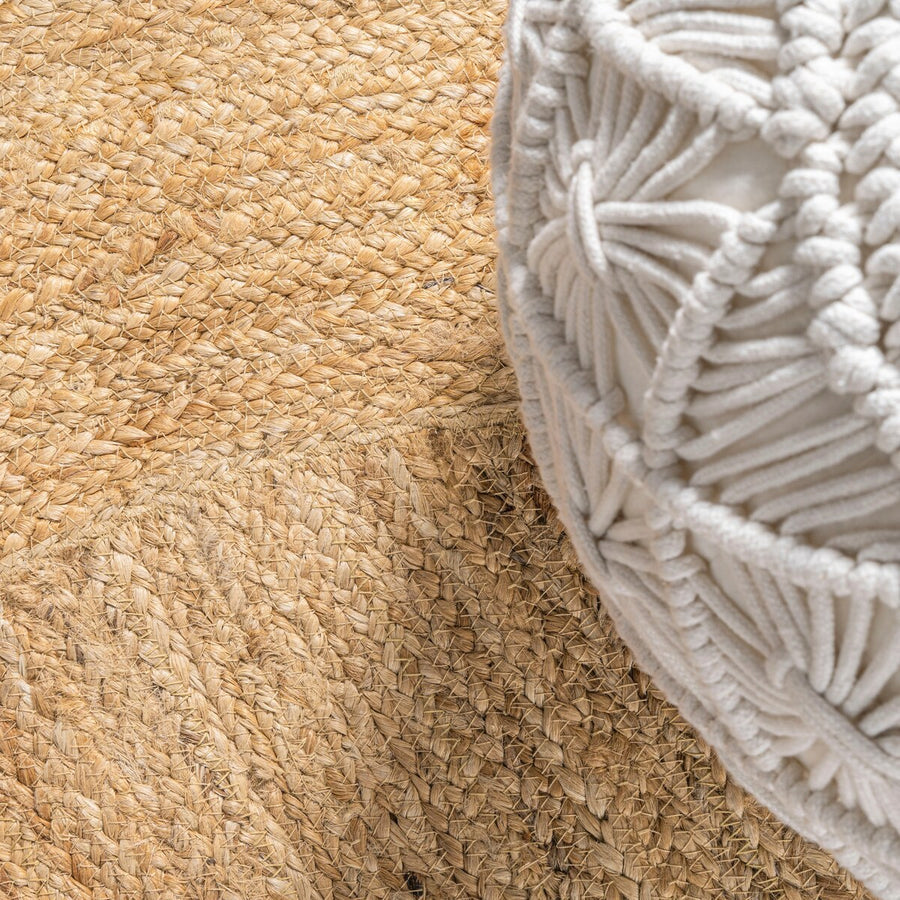 Two-Tone Jute Hippy Circle Area Rug