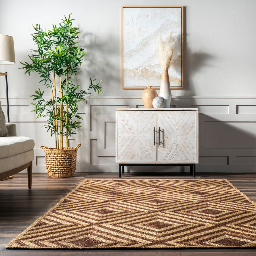 Diamond Jute Area Rug, Neutral Rug Living Room Rug