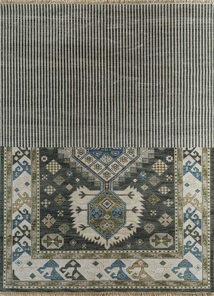 Savana Black Olive/Antique White Hand Knotted Ethical Rugs