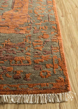 Savana Gray Brown/Red Orange Hand Knotted Persian Rugs