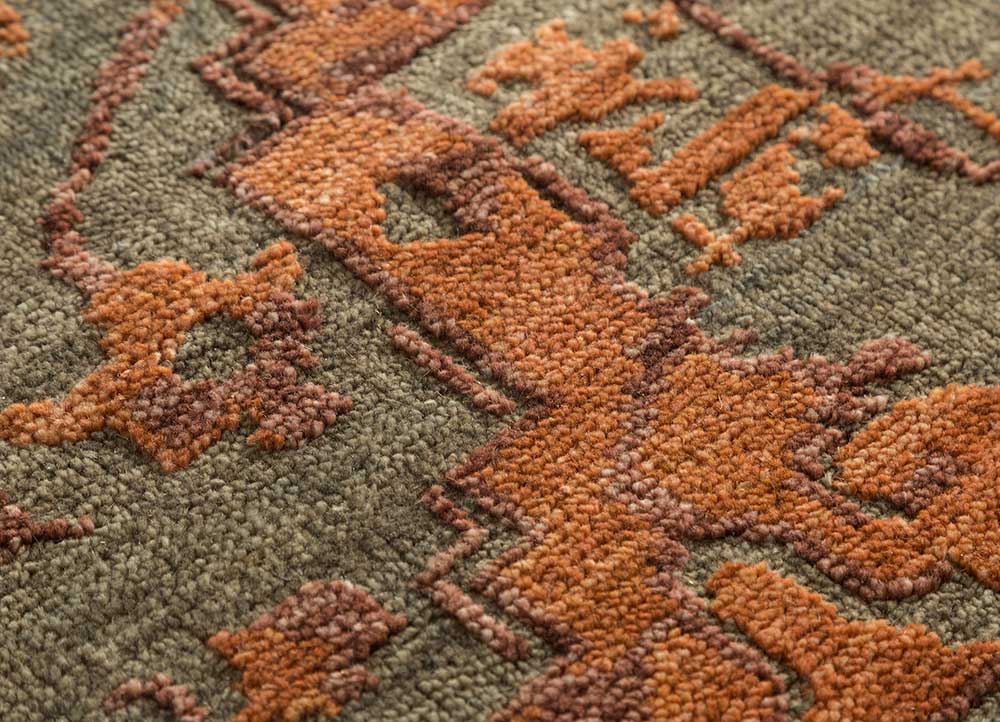 Savana Gray Brown/Red Orange Hand Knotted Persian Rugs