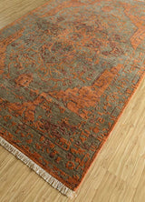 Savana Gray Brown/Red Orange Hand Knotted Persian Rugs