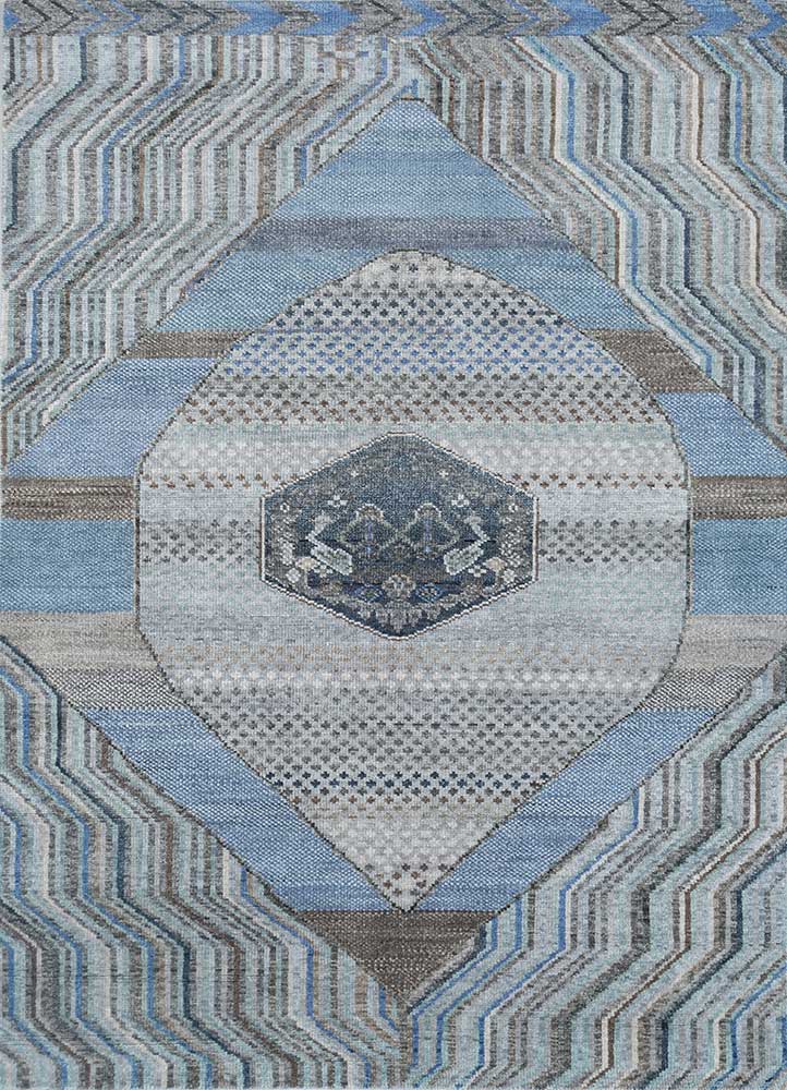 Savana Ashwood/Light Turquoise Hand Knotted Antique Rugs