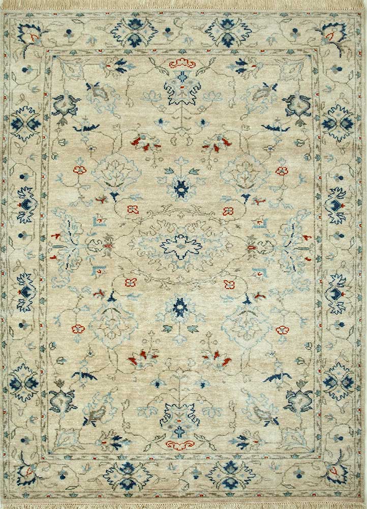 Creamy White/Denim Blue Hand Knotted Heriz Rugs