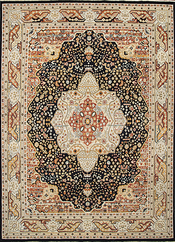 Savana Ebony/Creamy White Silk Hand Knotted Rugs