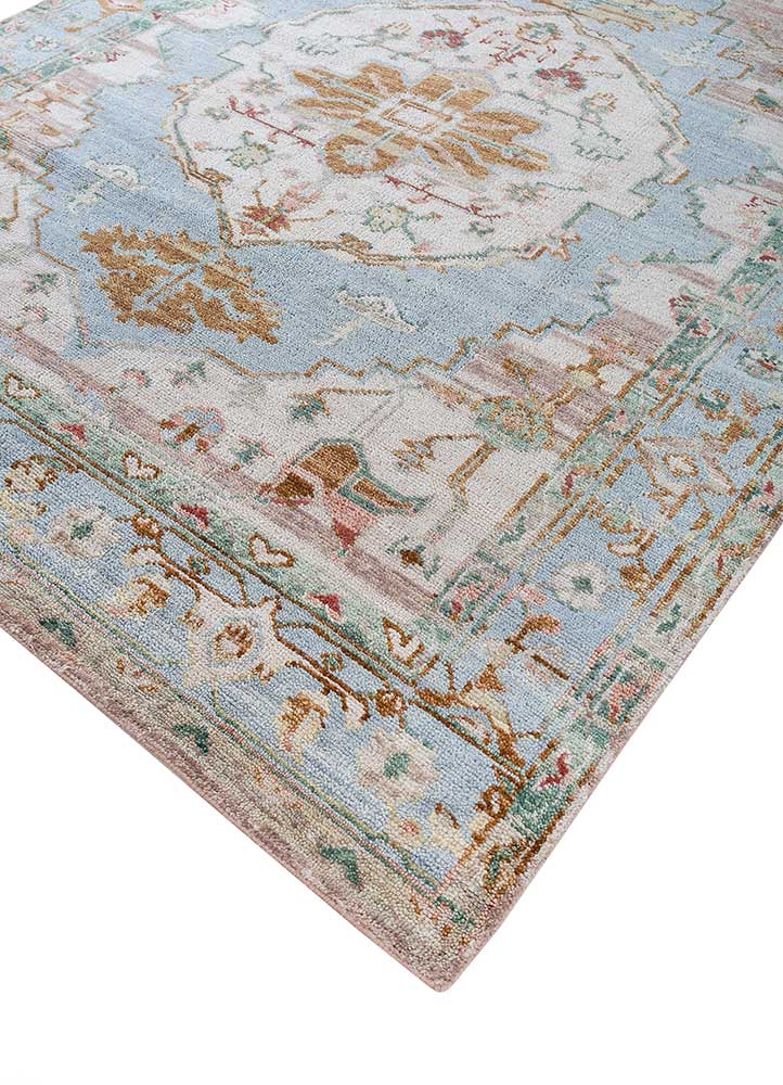 Savana Mystique Beige/Blue Haze Vintage Hand Knotted Rugs