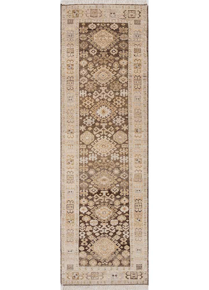 Savan Cocoa Brown Hand Knotted Decorative Stair Runners Rugs