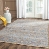 Natural/Blue Braided Striped Jute Area Rug