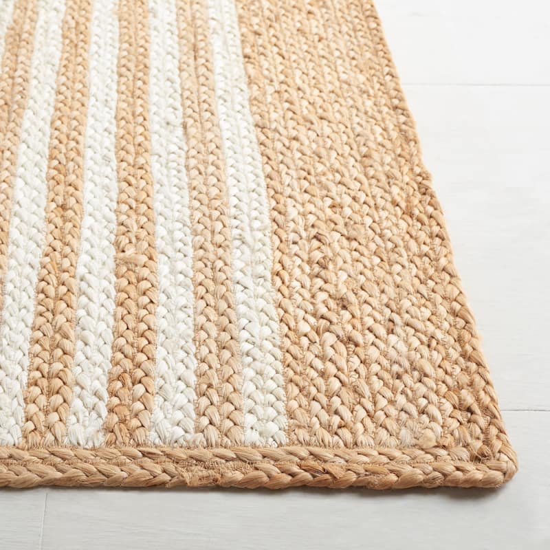 Bordered Natural Jute Braided Rug