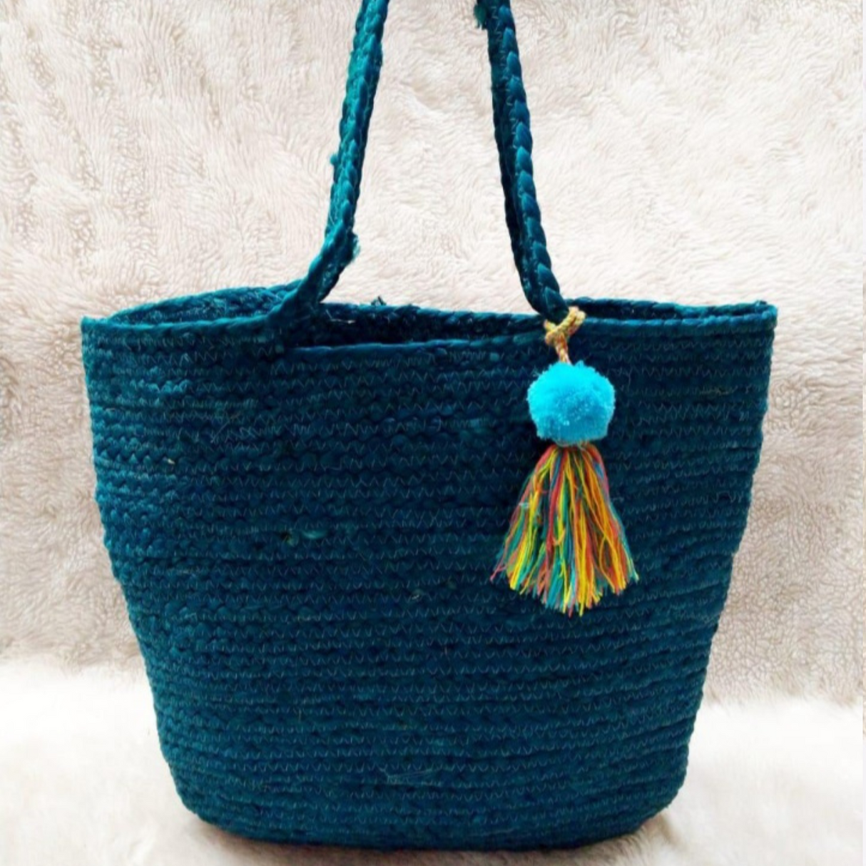 Dyed Yarn Braided Jute Bag