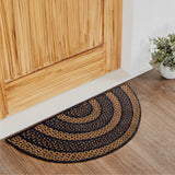 Braided Jute Rug, Non-Skid Pad, Half Circle Door Mat