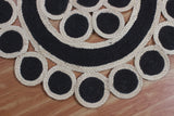 Braided Natural Jute Area Rug Outdoor Doormats Garden Rug Indian Handmade Black Rug Kitchen Dining Room Rug