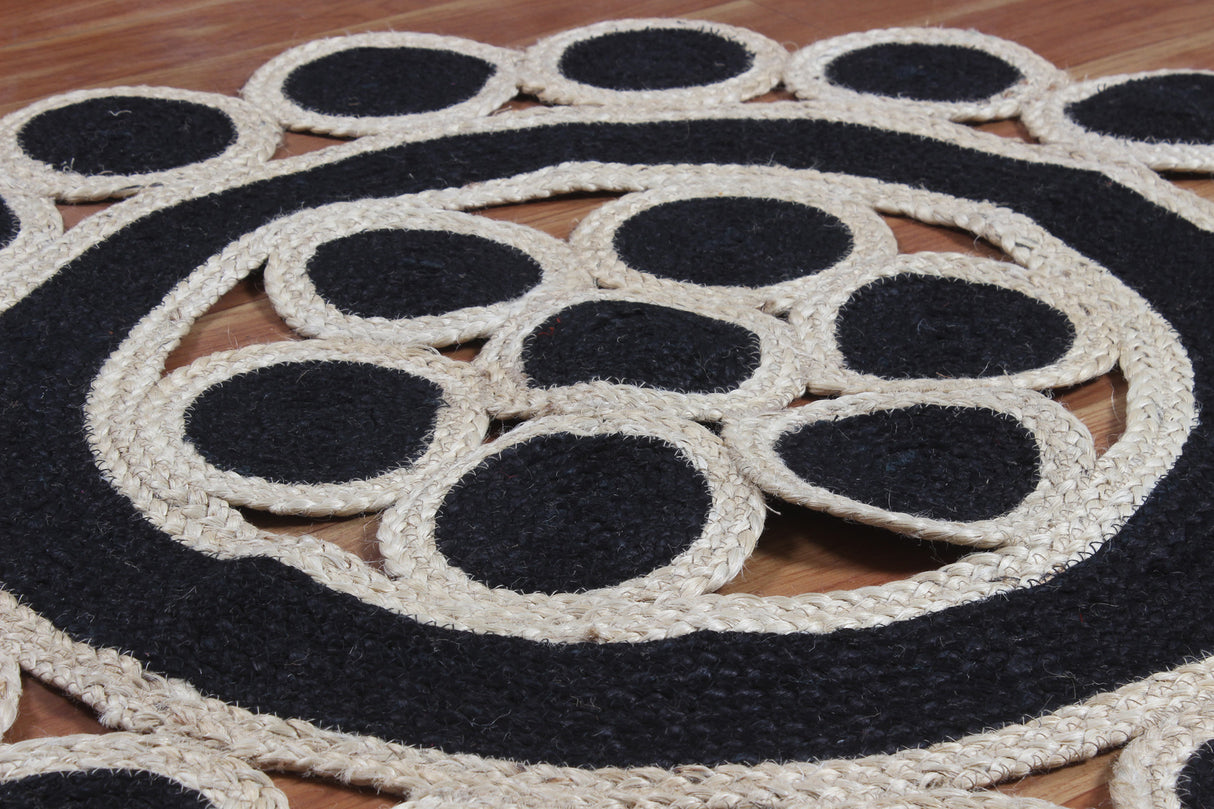 Braided Natural Jute Area Rug Outdoor Doormats Garden Rug Indian Handmade Black Rug Kitchen Dining Room Rug