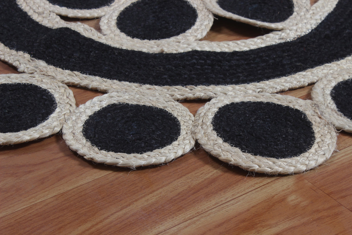 Braided Natural Jute Area Rug Outdoor Doormats Garden Rug Indian Handmade Black Rug Kitchen Dining Room Rug