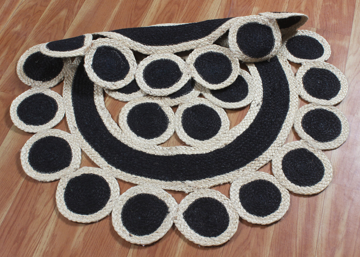 Braided Natural Jute Area Rug Outdoor Doormats Garden Rug Indian Handmade Black Rug Kitchen Dining Room Rug