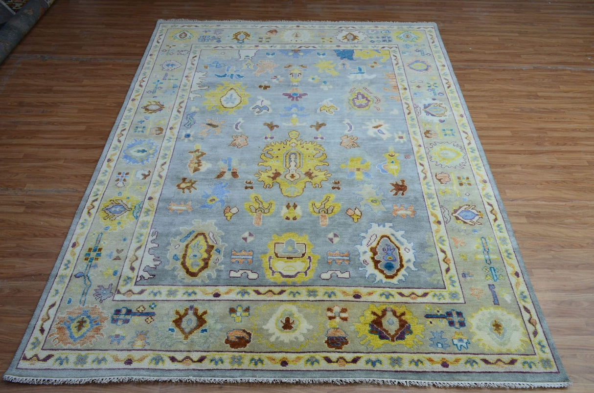 Handwoven Oushak Carpets,Hallway Decorative Wool Oushak Floor Rug-6