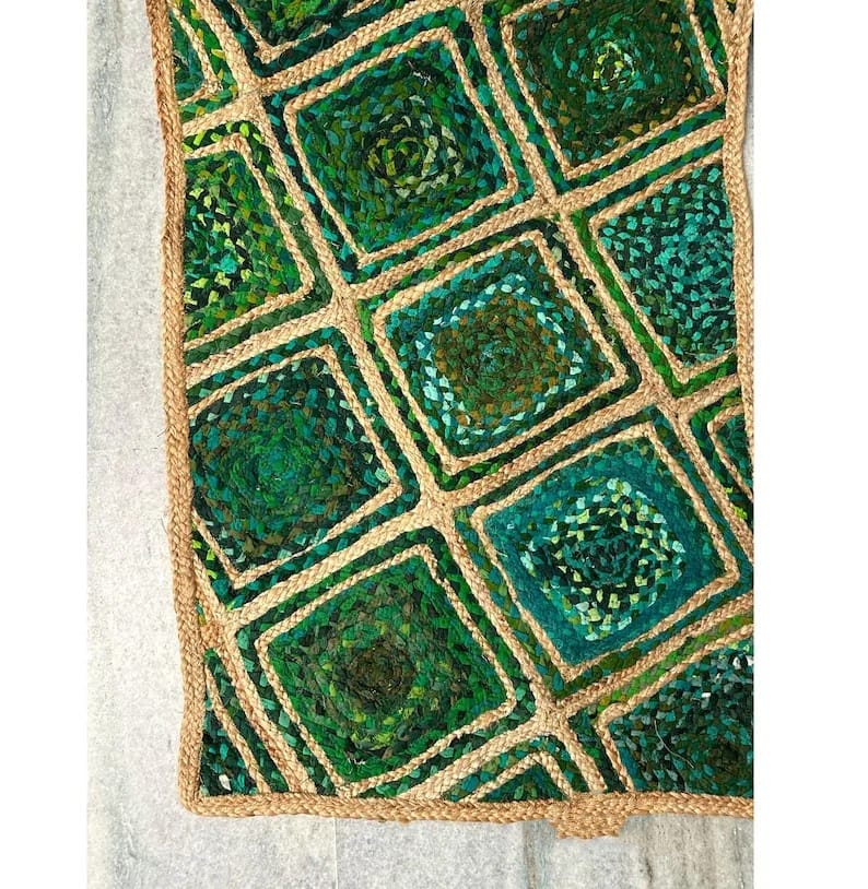 Green Boho Stair Runner Rug