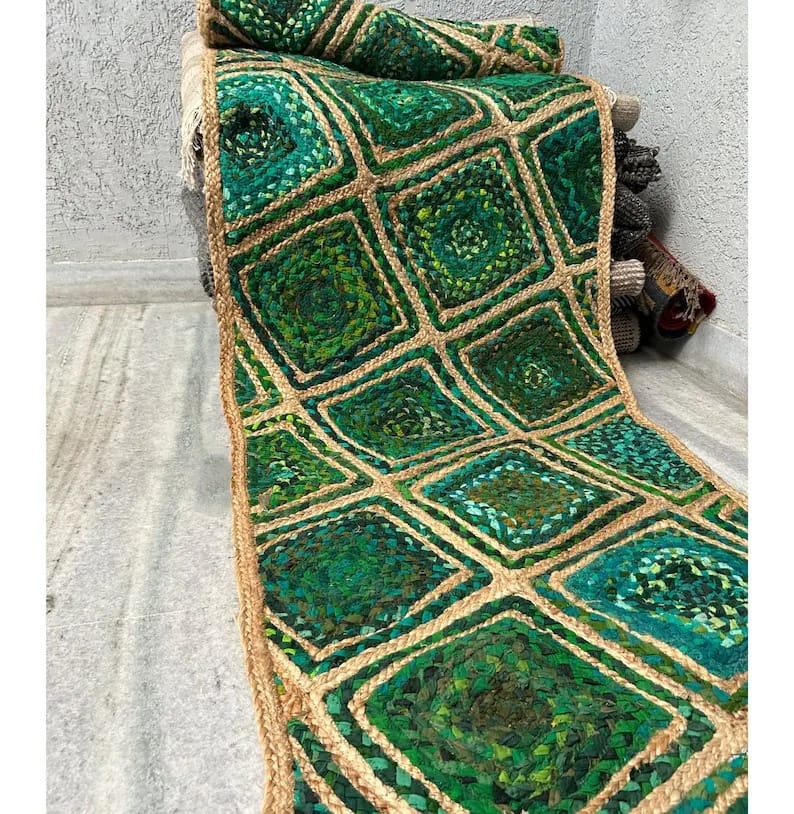 Green Boho Stair Runner Rug