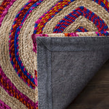 Natural/Multicolor Braided Jute Area Rug