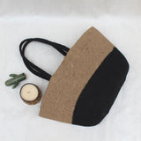 Black/Beige Jute Tote Bag