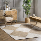 Diamond Jute Area Rug, Neutral Rug Living Room Rug Entryway Hallway Kitchen