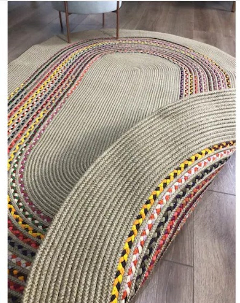 Oval Carpet Jute Rug, Hand Braided Jute Rug