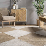 Diamond Jute Area Rug, Neutral Rug Living Room Rug Entryway Hallway Kitchen