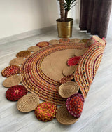 Jute With Chindi Floral Mat – Natural Rugs – Braided Area Rug